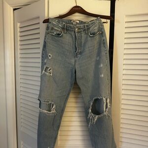 Forever 21 Blue Boyfriend Distressed Jeans